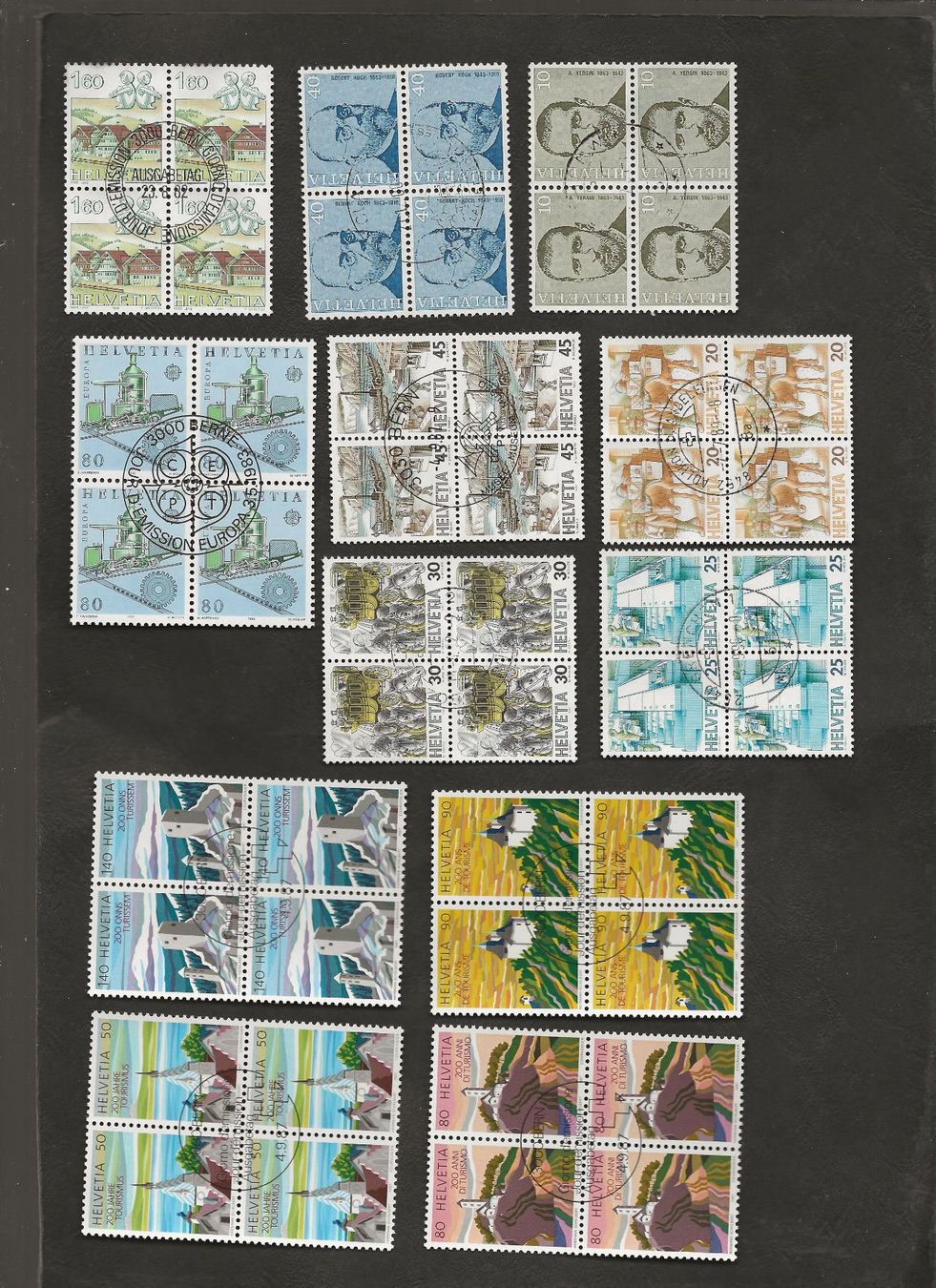 Alle Briefmarken: Schweiz 43 gestempelte Viererblock – Gebraucht aus Au ZH von xelagreb01 4