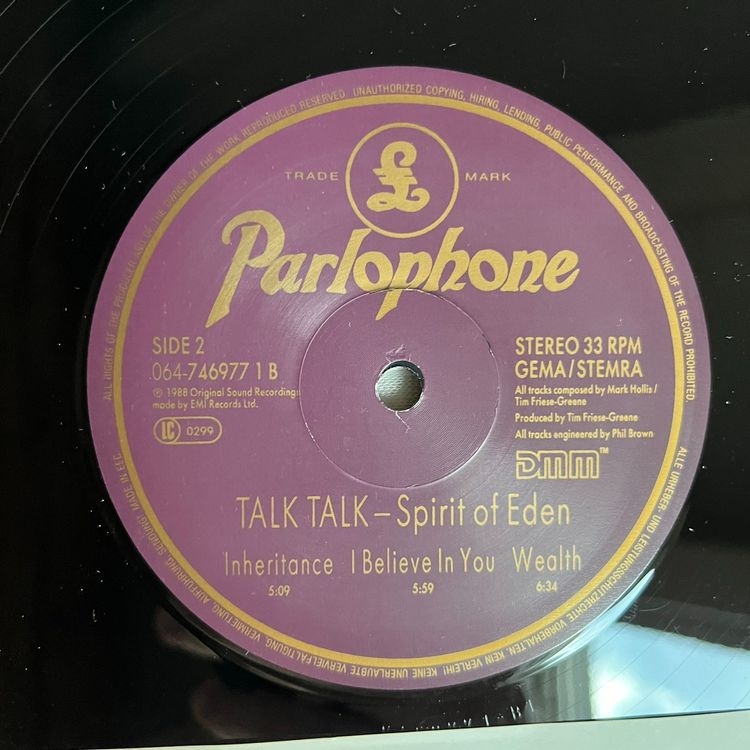 Talk Talk – Spirit Of Eden vinyl LP DMM 1988 4