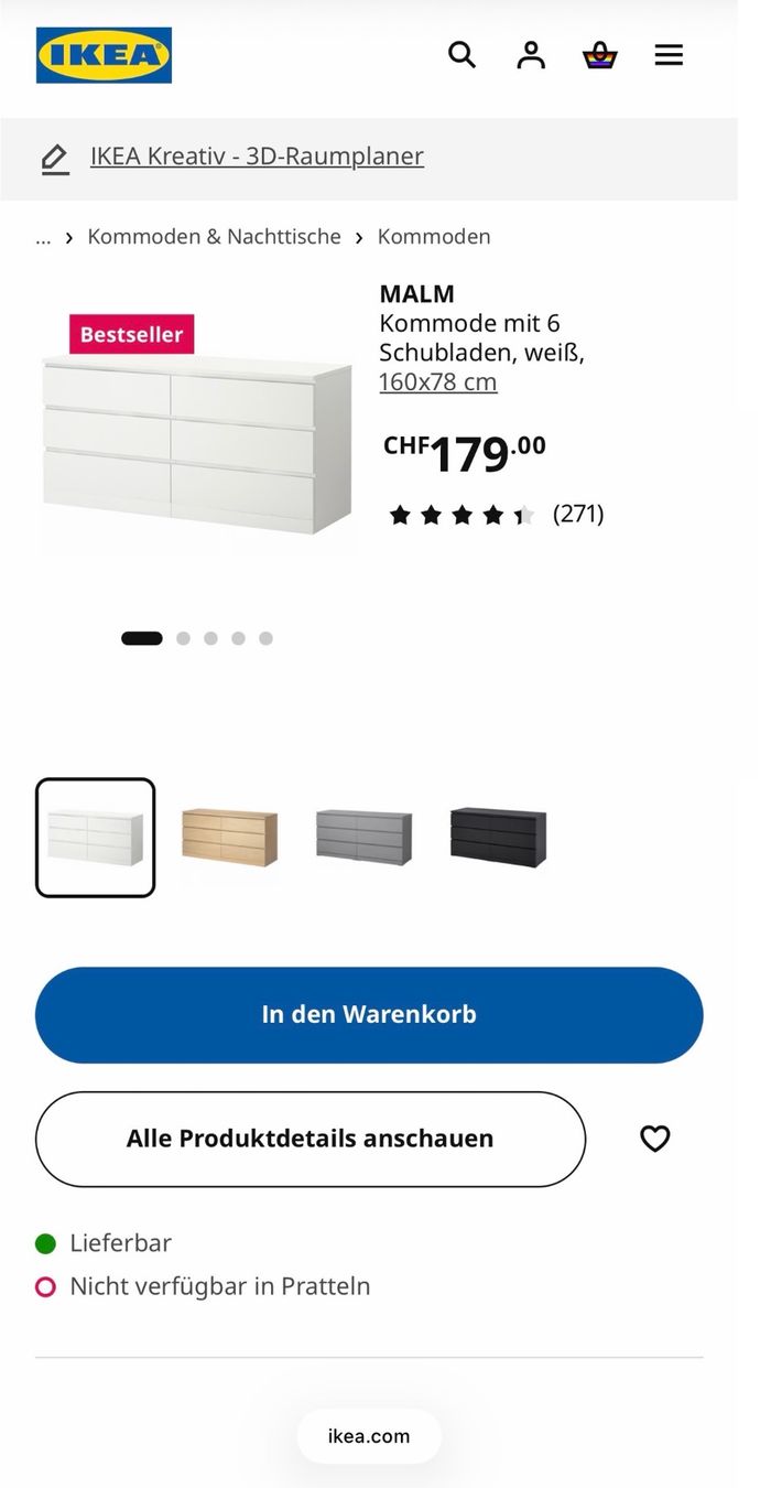 Ikea Cassettiere: Ikea Kommode 6 Schubladen mit Glasplatte & Diamant-Griffen – Usato da Aesch BL venduto da CollectorsBest 4