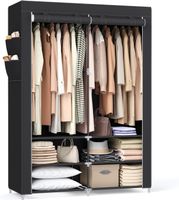 Stoffschrank 127x45x176 cm mit Einlegeböden schwarz