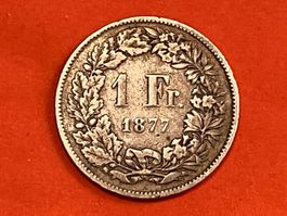 1 Franken 1877 B ( Silber ) Prägungsauflage nur 2.5 mio Stk.