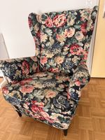 Ohrensessel mit Hocker Blumenmuster dunkel guter Zustand