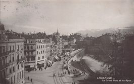 Lausanne, le Grand Pont et les Alpes, circulée 1913