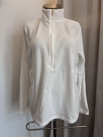 Bogner Fleece Pullover weiss mit Stickerei Grösse L