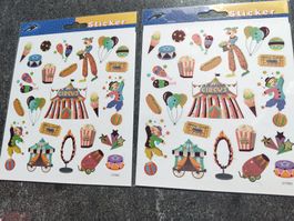 2 Bogen Sticker 16x16cm Neu Zirkus