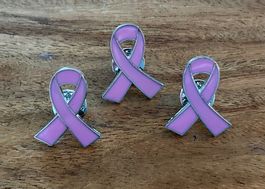 Set 3x Pin Pink Ribbon / Rosa Schleife