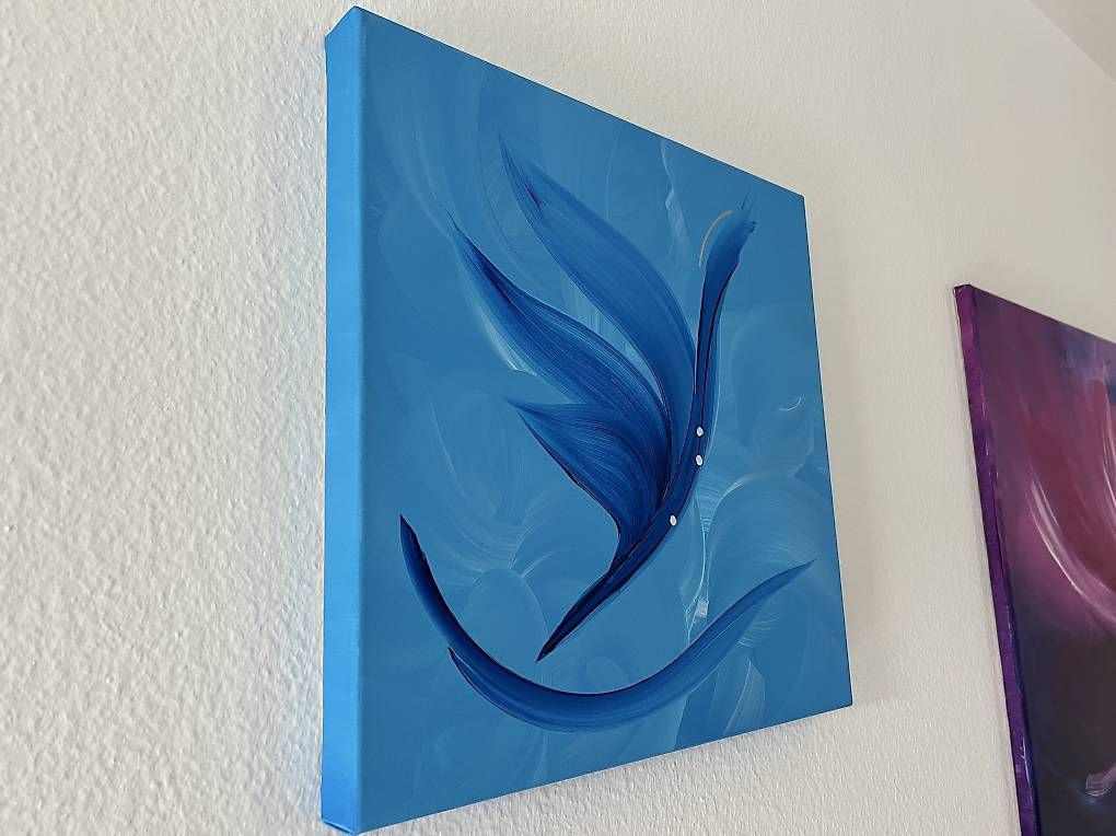 Gemälde: 40x40cm Bild blau "Neugier" – Neu und originalverpackt aus Urdorf von manuela4 4