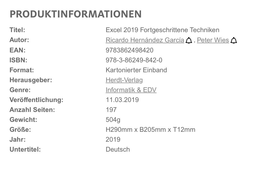 Libri: Excel 2019 Fortgeschrittene Techniken, Herdt – Nuovo e nell'imballaggio originale da Heerbrugg venduto da R.St27 3