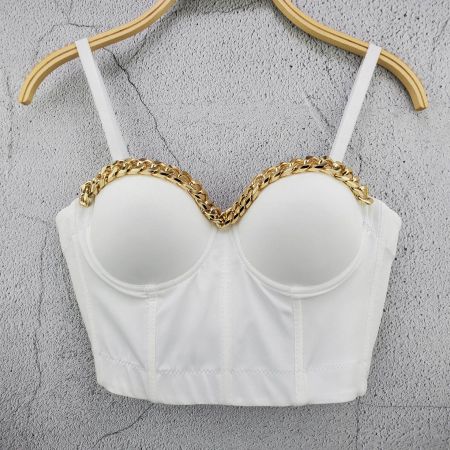 NEUES weiss-goldenes Crop Top Gr. XS / 75A - 225002