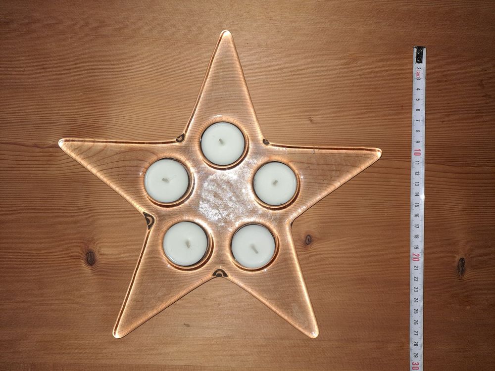Glasi Hergiswil Tutte le decorazioni: Glasstern mit 5 Teelichtern / Glasi Hergiswil – Usato da Andwil TG venduto da Natur5 1