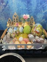 Osterdeko Ostereier Holzhäuschen LED Lichterkette Tischdeko