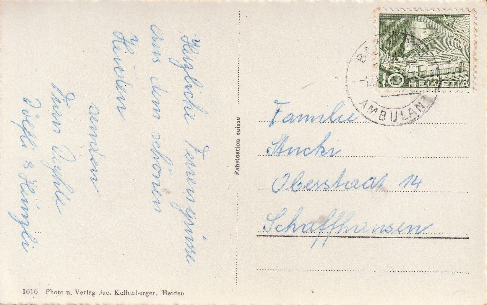 Cartoline postali: Heiden- Bahnpoststempel - 1949 Postauto – Usato da uttwil venduto da Koehlerfred 1