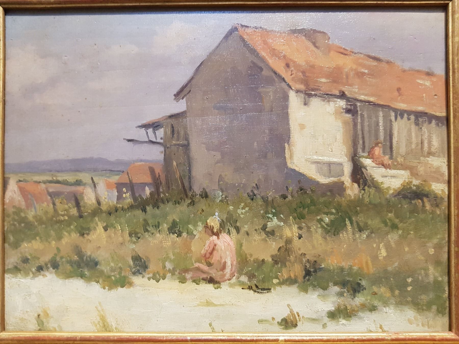 Dipinti: BRÉARD(1873-c.1939)enfant devant maison – Usato da Lausanne venduto da leneko 1