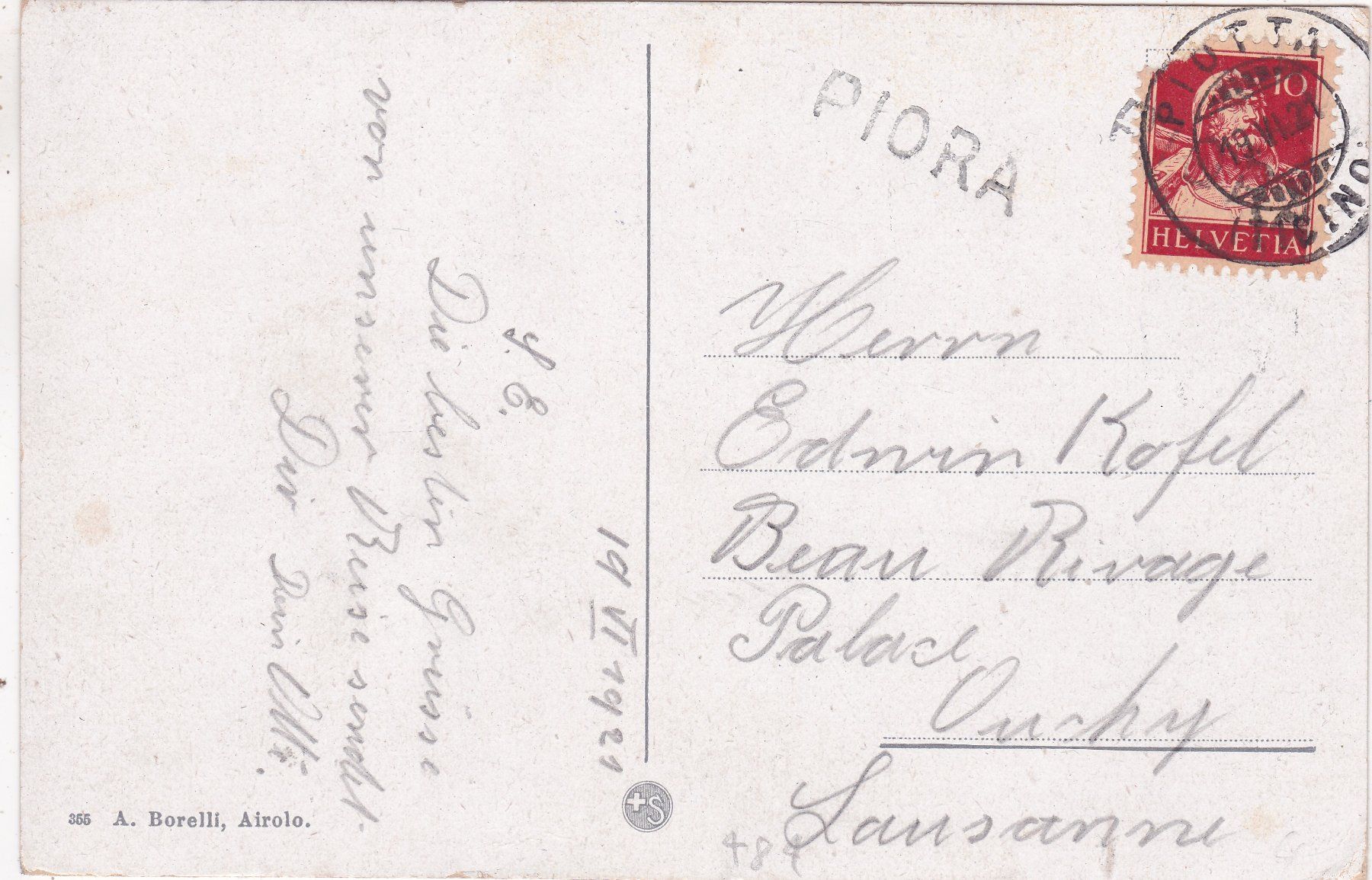 Cartoline postali: Hotel Piora Lago Ritom 1921 – Usato da Herisau venduto da Lisegrat2008 1