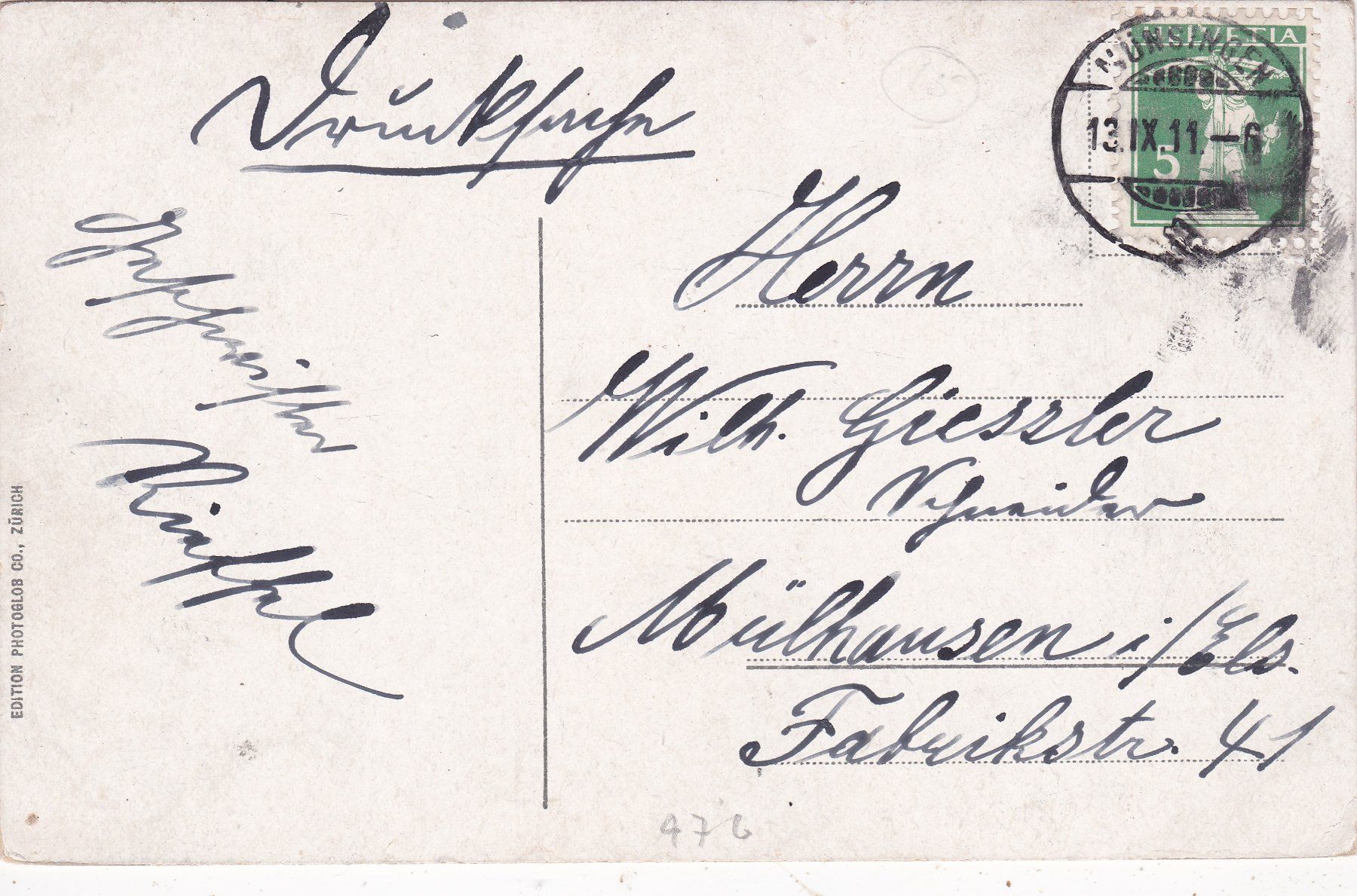 Cartoline postali: Grindelwald und Wetterhorn 1911 – Usato da Herisau venduto da Lisegrat2008 1