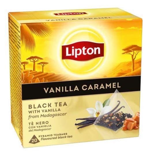 Cibi & Specialità: Lipton Tea - Vanilla Caramel - Pyramidenbeutel – Nuovo e nell'imballaggio originale da Gampelen venduto da Geschenkxy