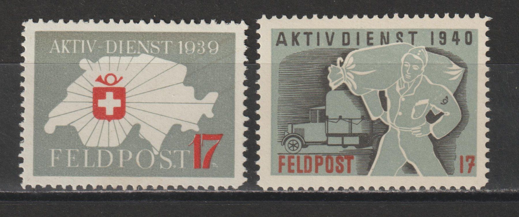 Tutti i francobolli: Feldpost Nr. 9/1 + 10/1 ** – Usato da Siebnen venduto da Fstaehli