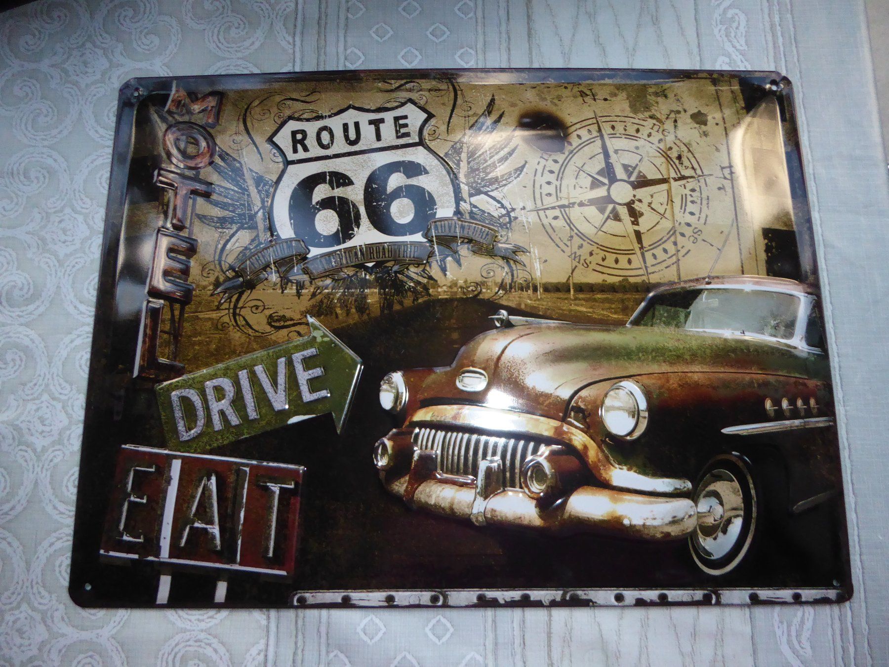 Insegne: 3 D Blechschild ROUTE 66 – Usato da Sargans venduto da Benziner 3