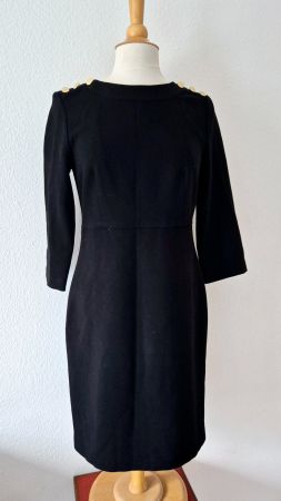 KLEID DRESS HALLHUBER DONNA 38 M SCHWARZ GOLD KNOPF TOP