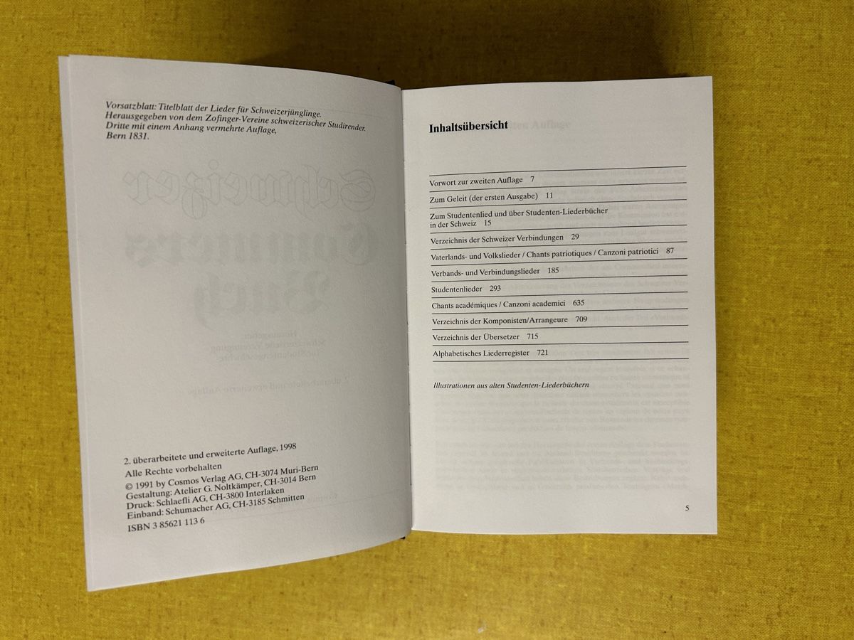 Libri: Schopper Liederbuch der Schweizer Studenten. – Usato da Lanzenhäusern venduto da vic63 2