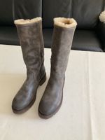 Damen Stiefel gefüttert Leder grau Grösse 39 neu