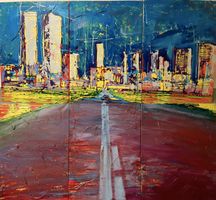 Providzalo skating to city 200 x 210 cm Acryl/Leinwand Kunst