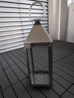 Laterne Metall Glas silberfarben gross guter Zustand