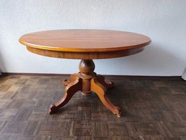 Vintage Oval Tisch auf Säulenfuss Massivholz 126x78x93cm