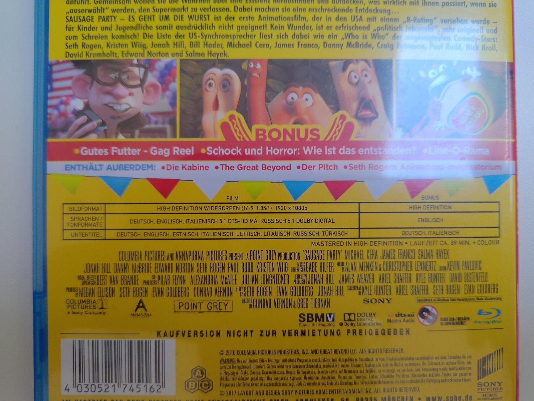 Tutti i DVDs: Sausage Party – Usato da Liestal venduto da Kratzilla 3