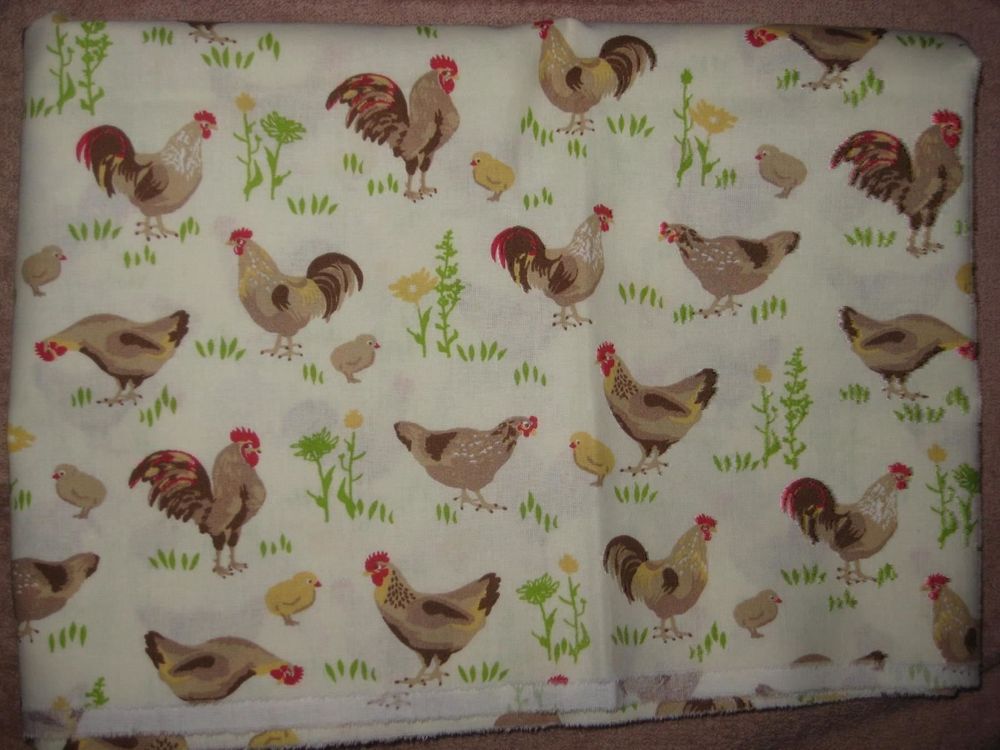 Baumwollstoff natur mit Hühner | Kaufen auf Ricardo