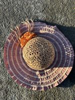 Sommerhut mit Rose, Vintage Look, Durchmesser, Umfang 59 cm