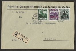 R-Brief Liechtenstein 1932 Vaduz Mauren Dienstmarken
