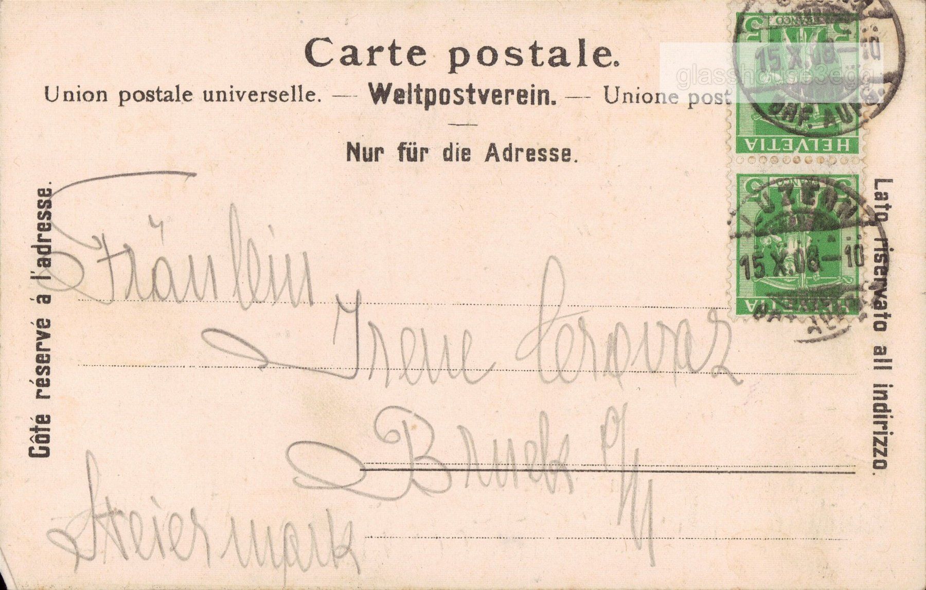 Cartoline postali: AK 1908 Brünigbahn. Blick gegen den Brienzersee – Usato da Eggersriet venduto da glasshouse3egg 1