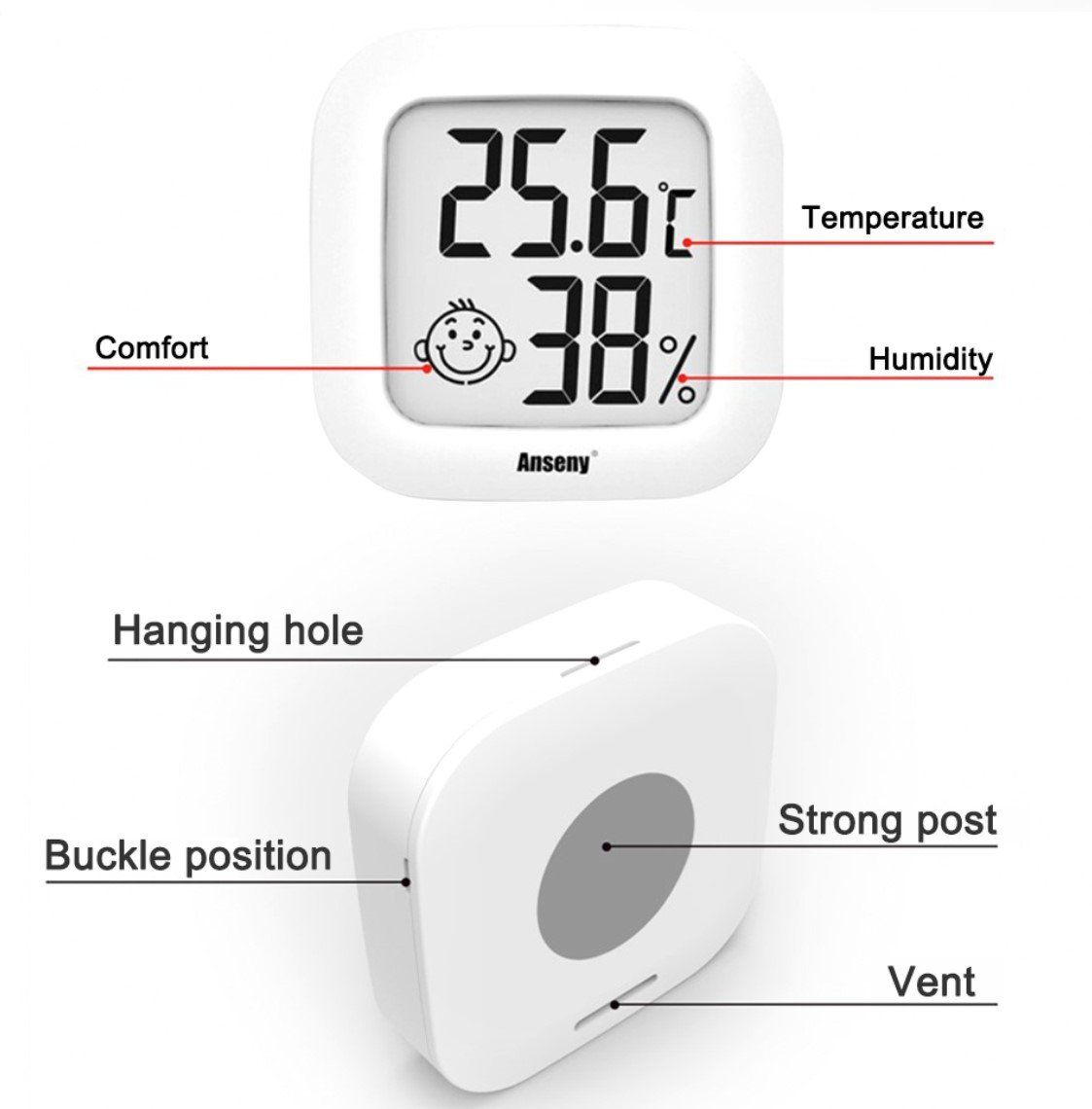 Altro per la casa: Thermometer Hygrometer Temea Smiley Mini LCD Digital weiss – Nuovo e nell'imballaggio originale da Rorschacherberg venduto da elektrofreak 3