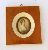 Damenportrait Miniatur Bild hinter Glas Einlegearbeit sign.