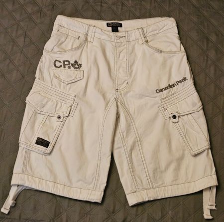Canadian Peak 1953 Cargo Shorts Weiss Gr. M 100% Baumwolle