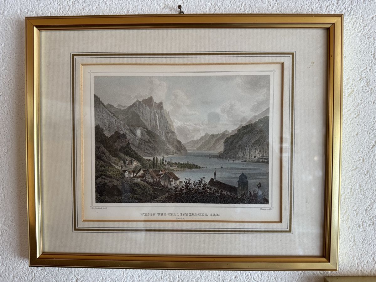Incisioni: Stich coloriert  Weesen mit Walenstadtersee / Walensee – Usato da siebnen venduto da minte
