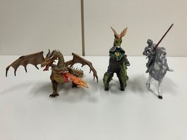Schleich Ritter Figuren Set mit Drachen und zwei Pferden