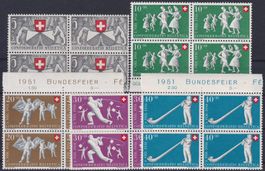 1951, Pro Patria B52-B55 Viererblöcke ** Kat: 120.-+