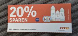 Coop Gutschein 20% Rabatt MAM Sortiment gültig bis 30.6.2027