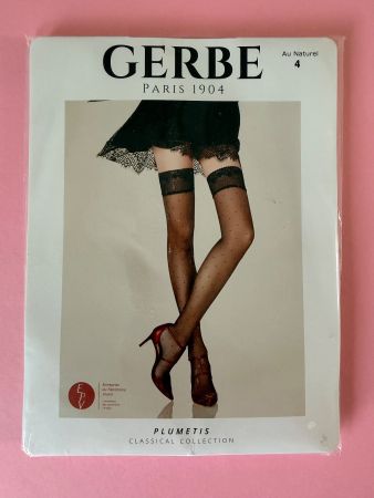 GERBE, Halterlose Strümpfe PLUMETIS, Grösse L (4), Beige
