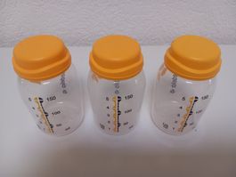 3 Medela Babyfläschli /Muttermilchflaschen 150ml mit Deckel