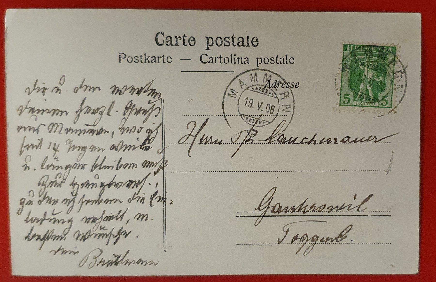 Cartoline postali: Mammern 1908 - Dampfbootlände – Usato da Kreuzlingen venduto da Rschweiz1 1