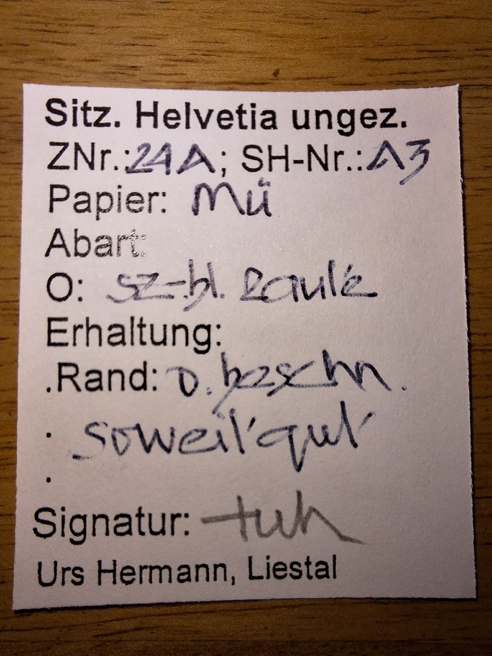 Tutti i francobolli: Strubel 24A3 mit Befund Kat. 240.- – Usato da Balgach venduto da SIMEON27 2