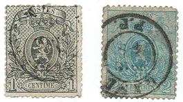 Luxemburg 1866, 1 und 2 Cent gezähnt gestempelt