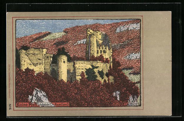 Cartoline postali: Pfeffingen, Blick zur Ruine Pfeffingen – Usato da Berlin venduto da bartko-reher