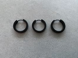 3x Creolen Ohrringe Edelstahl schwarz 4x20 mm