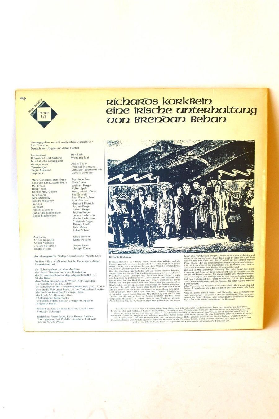 Giradischi: BRENDAN BEHAN: Richards Korkbein – Usato da Bern venduto da vinyl-heaven 6