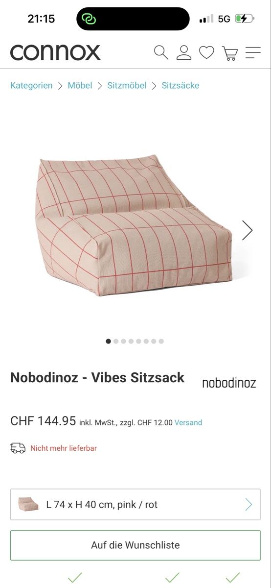 Nobodinoz Poltrone: Kinder-Sitzsack pink/rot kariert – Usato da Biel/Bienne venduto da leo_h2vb 1