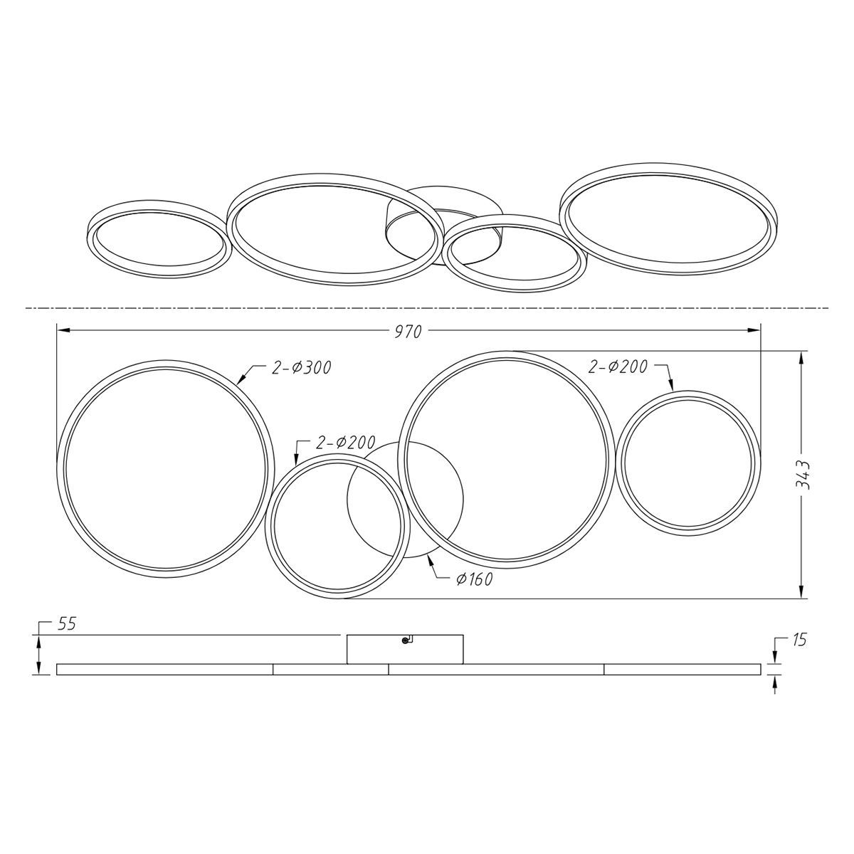 Lampadari & plafoniere: LED Deckenleuchte, 97 cm Länge, 4 Ringe – Nuovo (secondo la descrizione) da Kreuzlingen venduto da Smart-Light 4